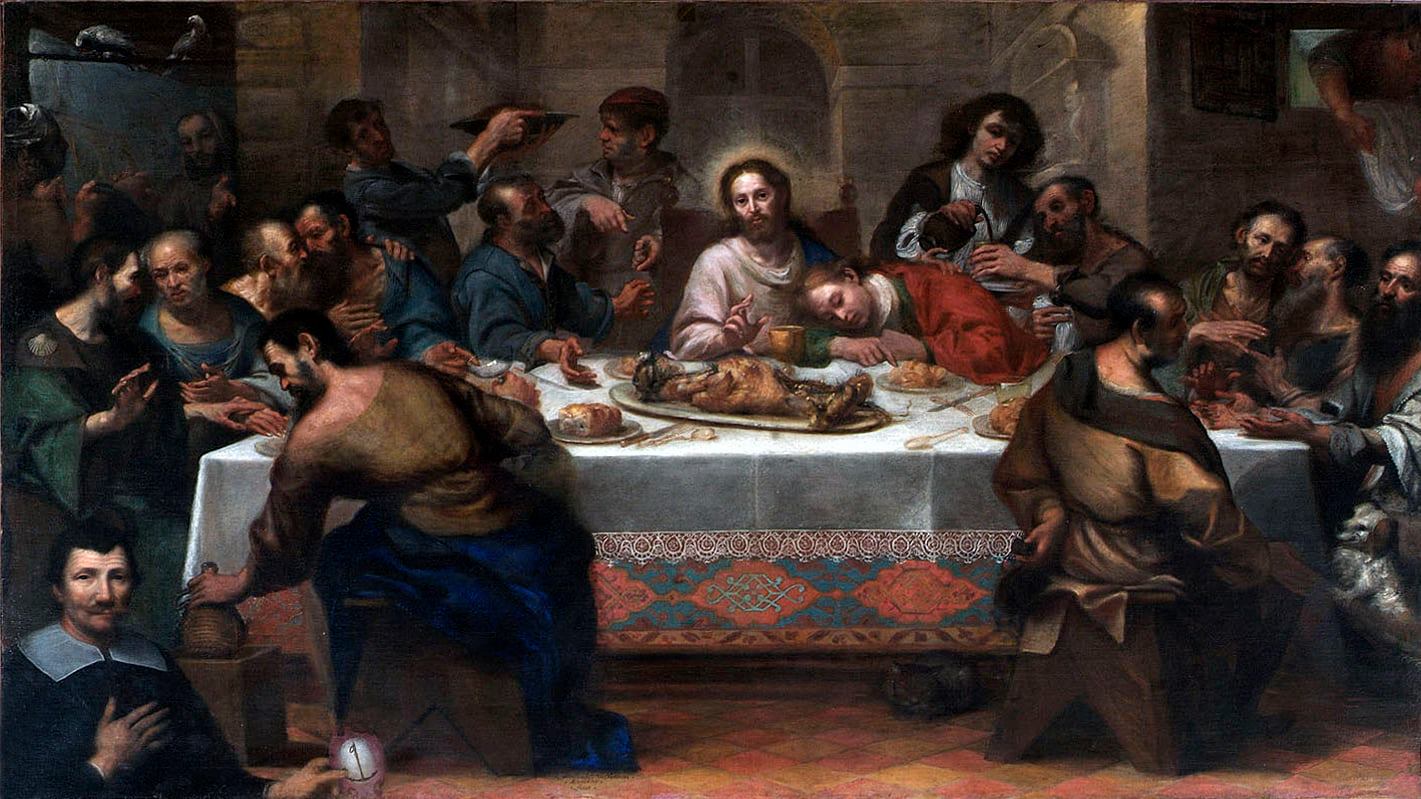 Ferdinando Valdambrini, Última Cena (1666; óleo sobre lienzo, 152 x 254 cm; Tiarno di Sotto, San Bartolomeo)
