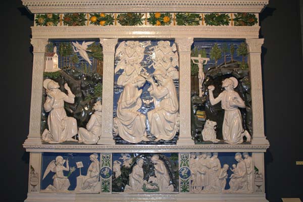 Andrea della Robbia, Dossal, St. Francis Receiving the Stigmata at La Verna (c. 1475; Santa Maria degli Angeli, Portiuncula Museum)