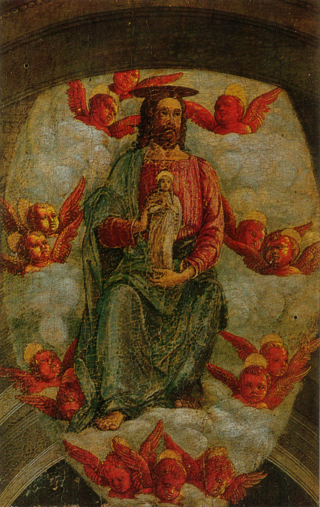 Andrea Mantegna, Cristo con l'animula della Madonna (1462 circa; tempera su tavola, 28 x 18 cm; Ferrara, Pinacoteca Nazionale)
