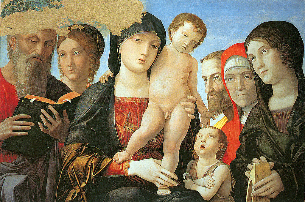 Andrea Mantegna, Madonna col Bambino e santi (1500 circa; tempera su tavola, 61,5 x 87,5 cm; Torino, Galleria Sabauda)
