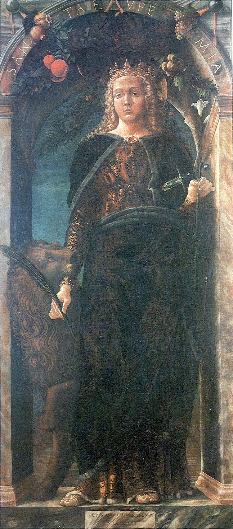 Andrea Mantegna, Sant'Eufemia (1454; tempera su tela, 171 x 78 cm; Napoli, Museo Nazionale di Capodimonte)
