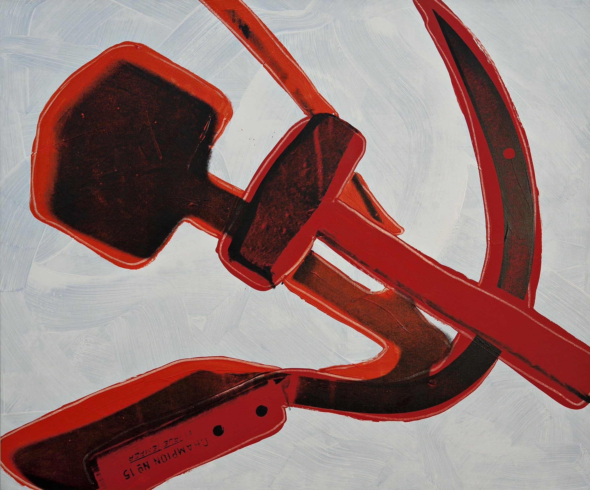 Andy Warhol, Hammer and sickle (1977; pittura e polimeri ssintetici e serigrafia su tela, 182,9 x 218,4 cm; Roma, Galleria Nazionale d'Arte Moderna e Contemporanea)
