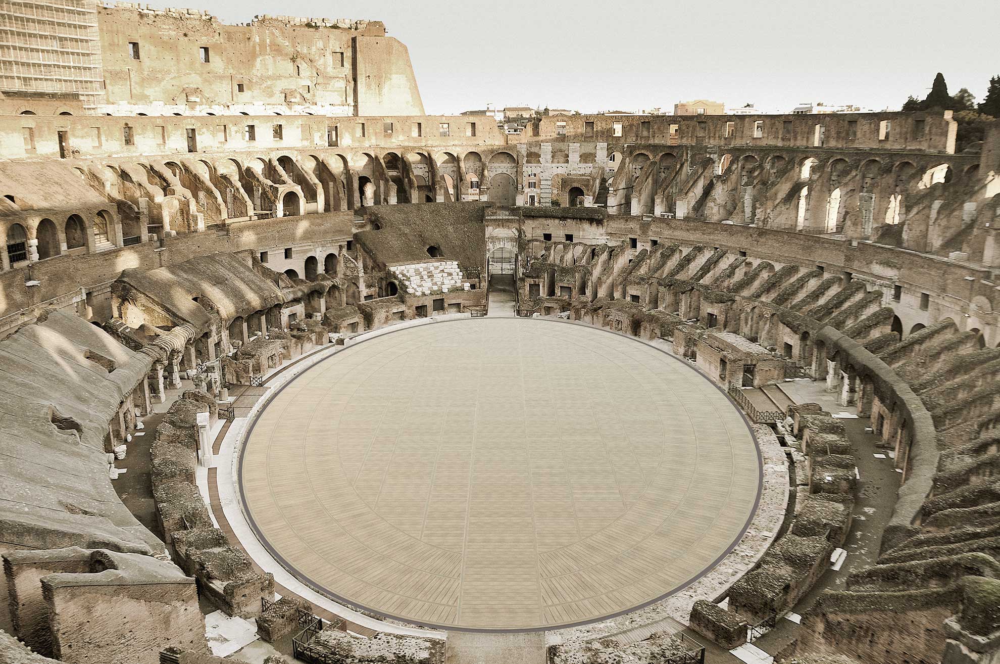 Rendering della nuova arena del Colosseo
 Rendering della nuova arena del Colosseo