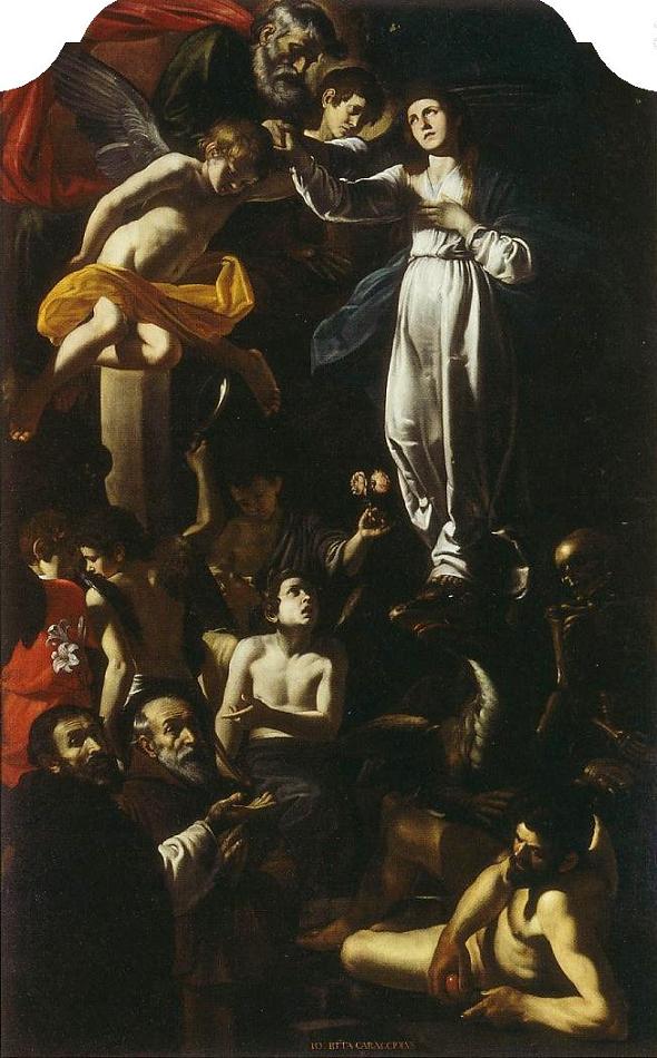 Battistello Caracciolo, Immacolata Concezione con san Domenico e san Francesco di Paola (1607-1608; olio su tela, 334 x 209 cm; Napoli, Santa Maria della Stella)
