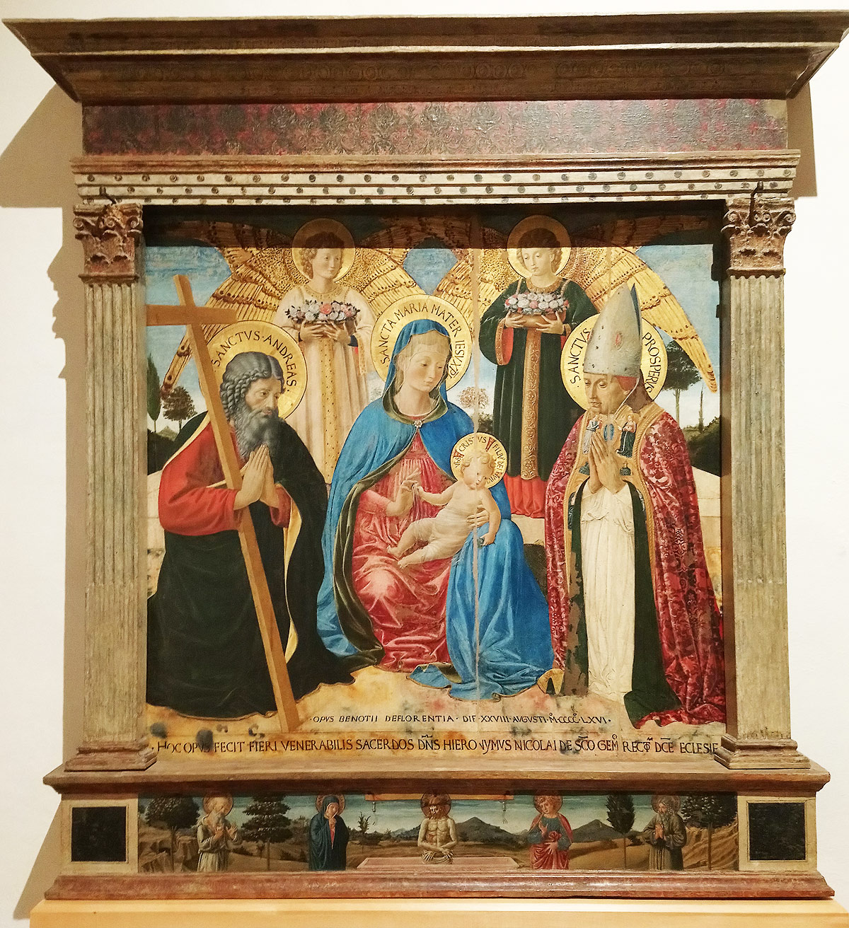 Benozzo Gozzoli, Madonna and Child with Saints Andrew and Prospero (1466; tempera on panel; San Gimignano, Musei Civici, Pinacoteca)
