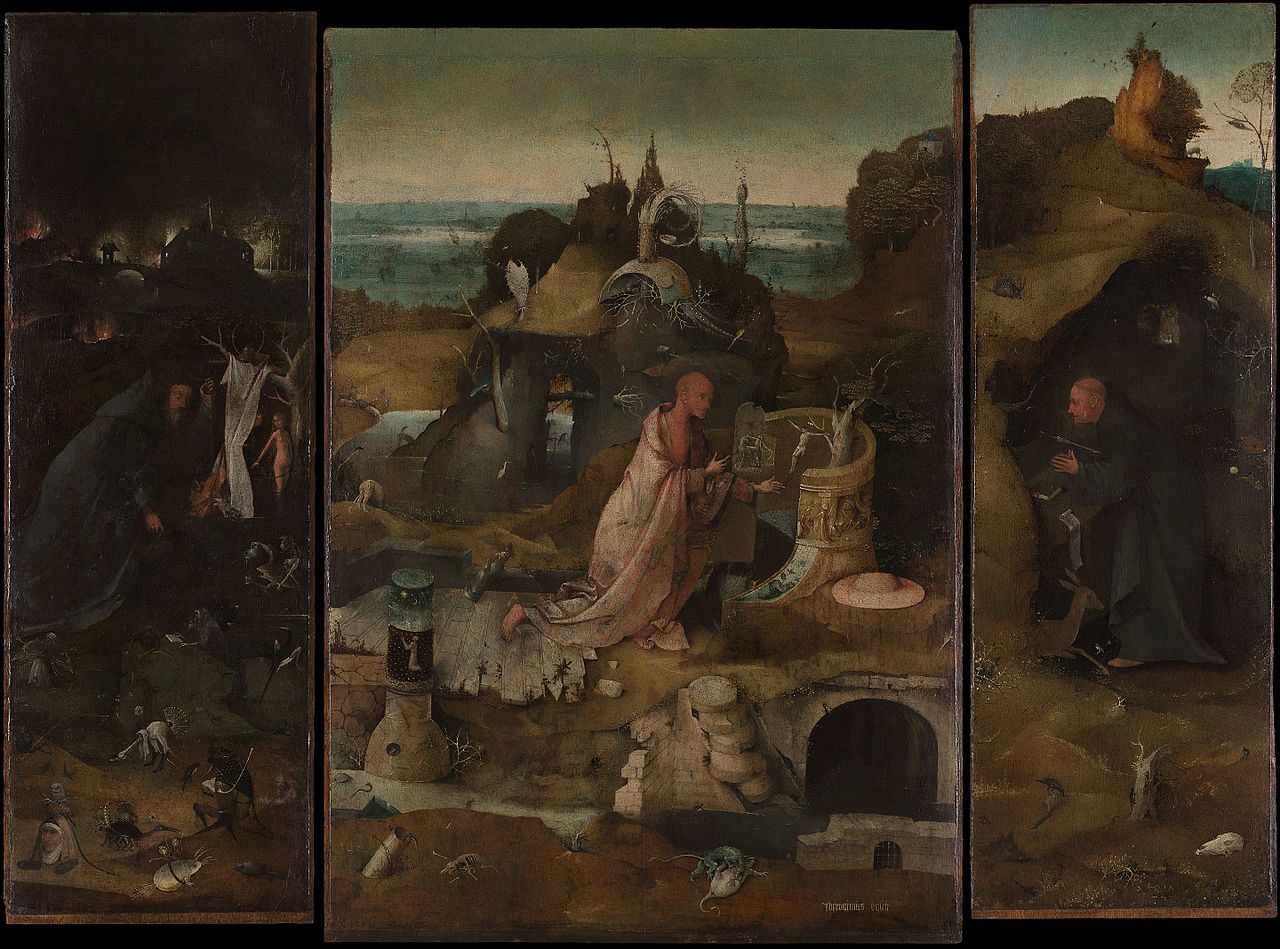 Hieronymus Bosch, Trittico degli Eremiti (1493 circa; olio su tavola, 86,5 x 120 cm; Venezia, Gallerie dell'Accademia)
