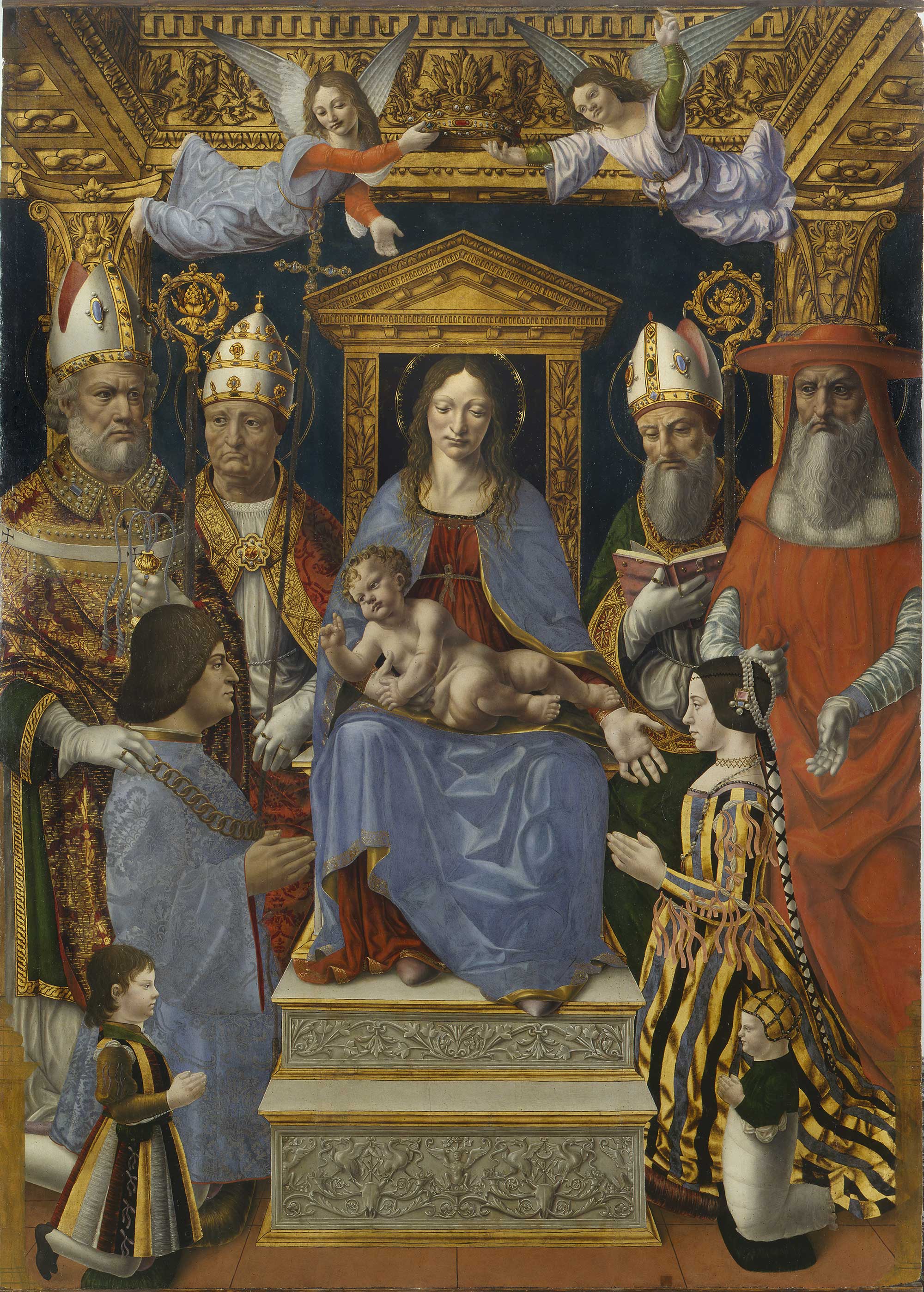 Master of the Sforzesca Altarpiece, Pala Sforzesca (1494-1495; tempera and oil on panel, 230 x 165 cm; Milan, Pinacoteca di Brera)