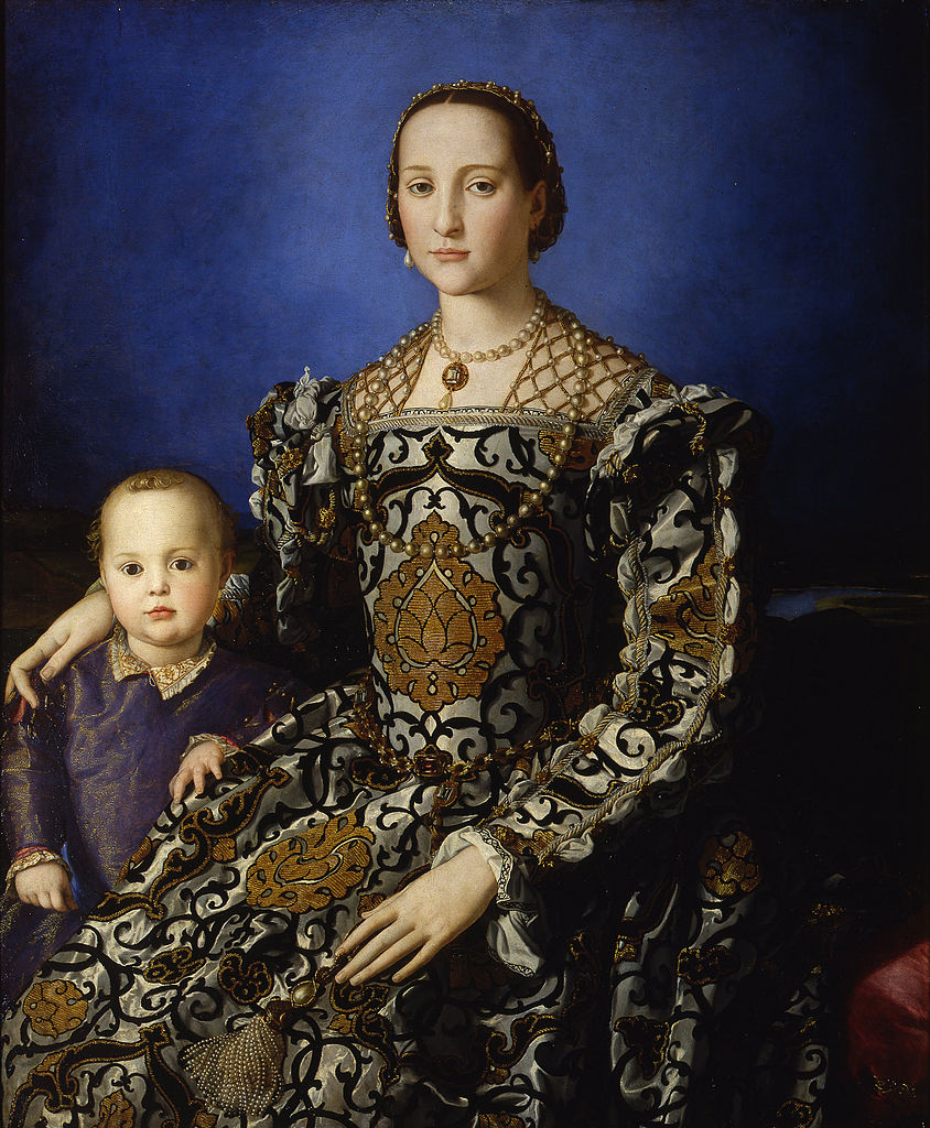 Bronzino, Ritratto di Eleonora di Toledo (1544-1545 circa; olio su tavola, 115 x 96 cm; Firenze, Uffizi)
