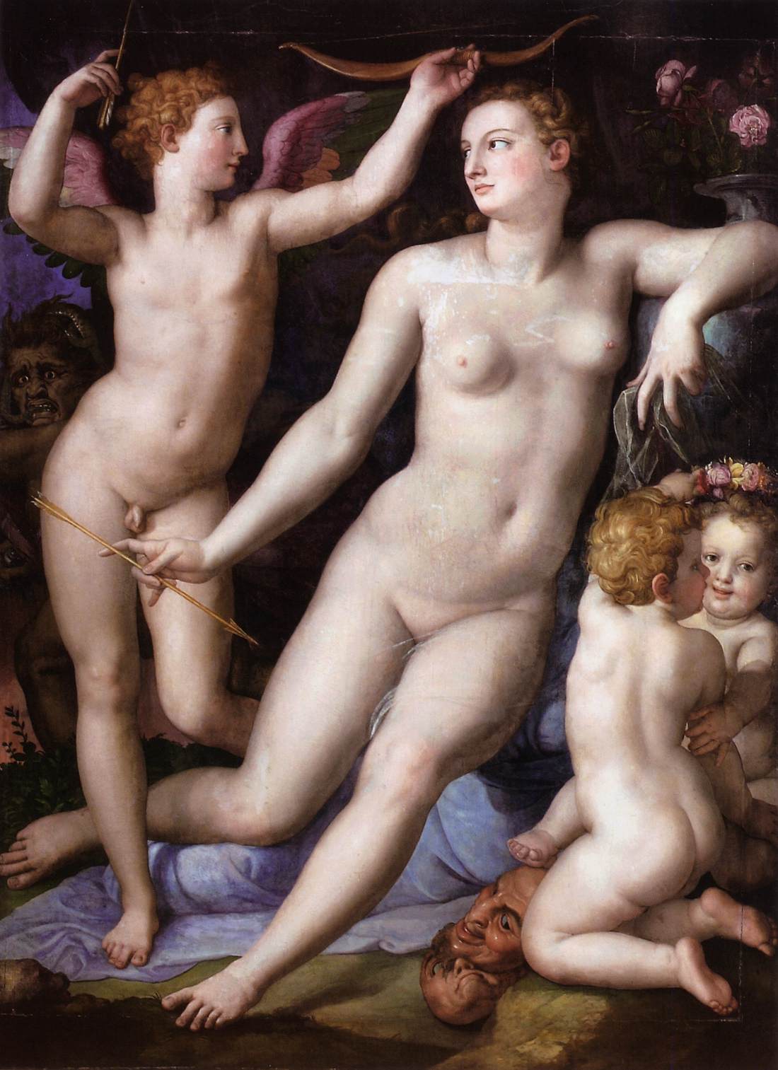Bronzino, Venere, Cupido e Invidia (1548-1550 circa; olio su tavola, 192 x 142 cm; Budapest, Museo di Belle Arti)
