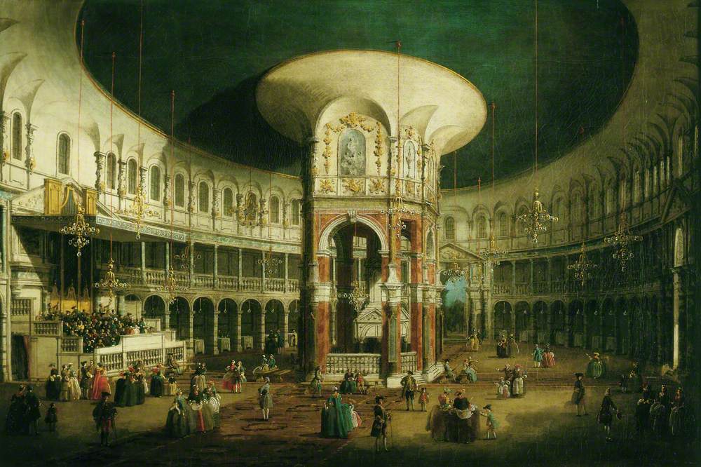Canaletto, L’interno della rotonda di Ranelagh (1754; olio su tela, 51 x 76 cm; Londra, National Gallery)
