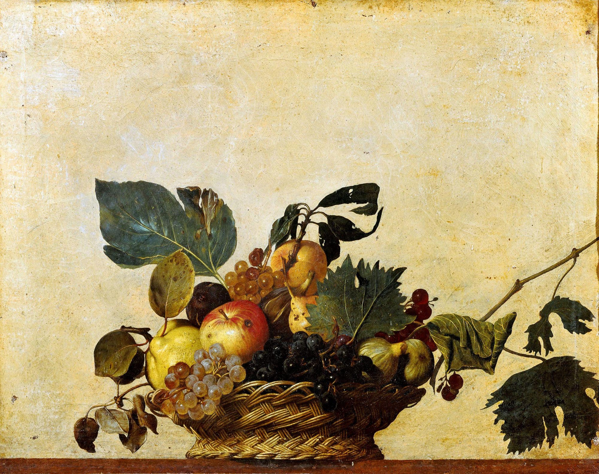 Caravaggio, Basket of Fruit (1594-1598; oil on canvas, 31 x 47 cm; Milan, Pinacoteca Ambrosiana)