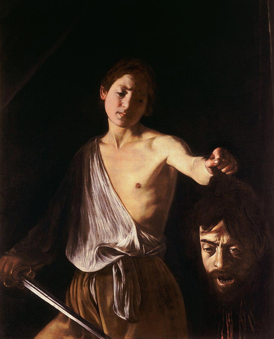 Caravaggio, Davide con la testa di Golia (1609-1610; olio su tela, 125 x 100 cm; Roma, Galleria Borghese)
 Caravaggio, Davide con la testa di Golia (1609-1610; olio su tela, 125 x 100 cm; Roma, Galleria Borghese)