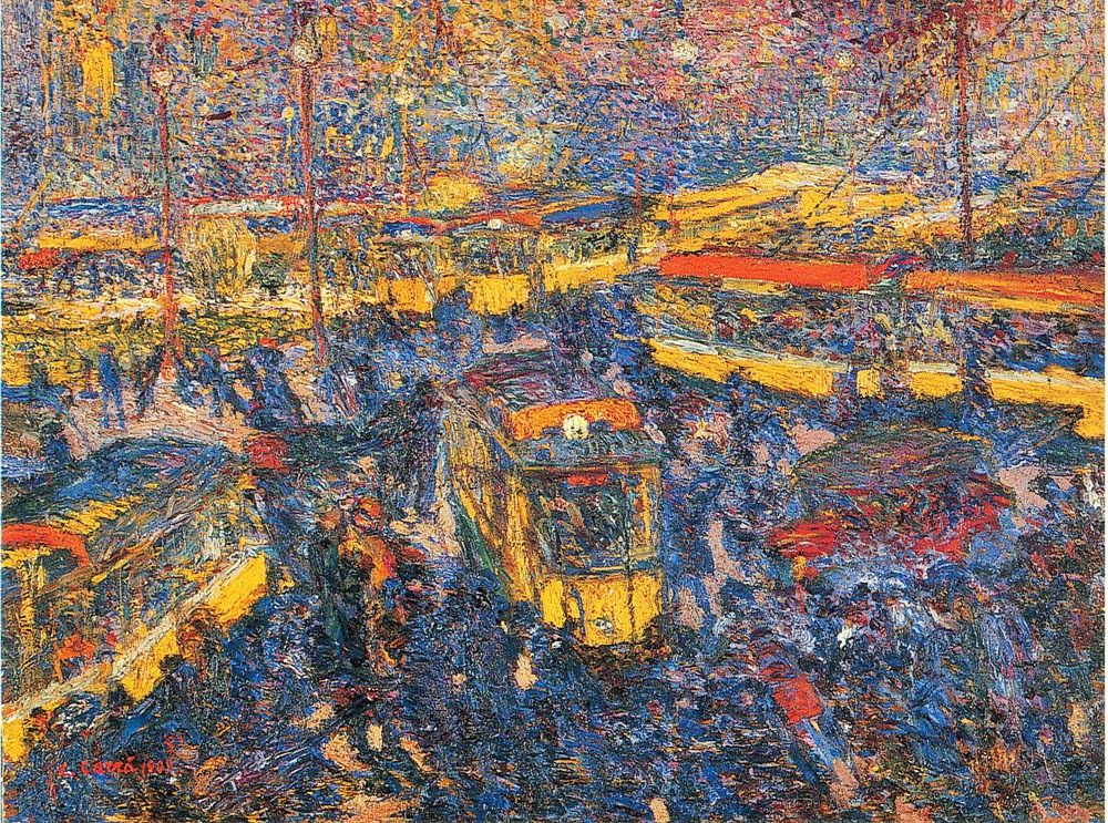 Carlo Carrà, Piazza del Duomo a Milano (1909; olio su tela, 45 x 60 cm; Milano, Collezione privata)
