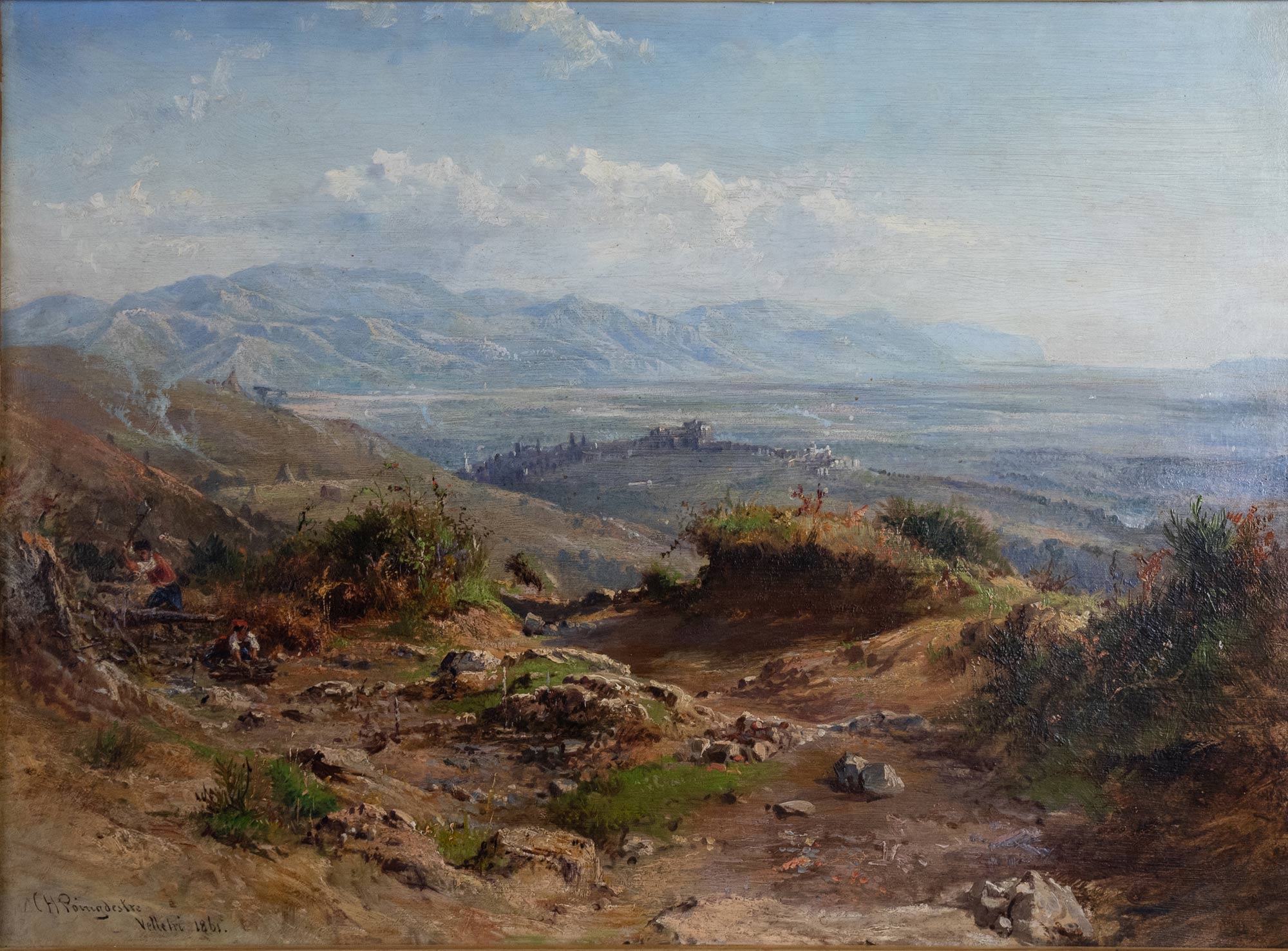 Charles Henry Poingdestre, Velletri che si affaccia sui Lepini e la pianura pontina  (1862; olio su tela; Velletri, collezione Umberto Savo)
