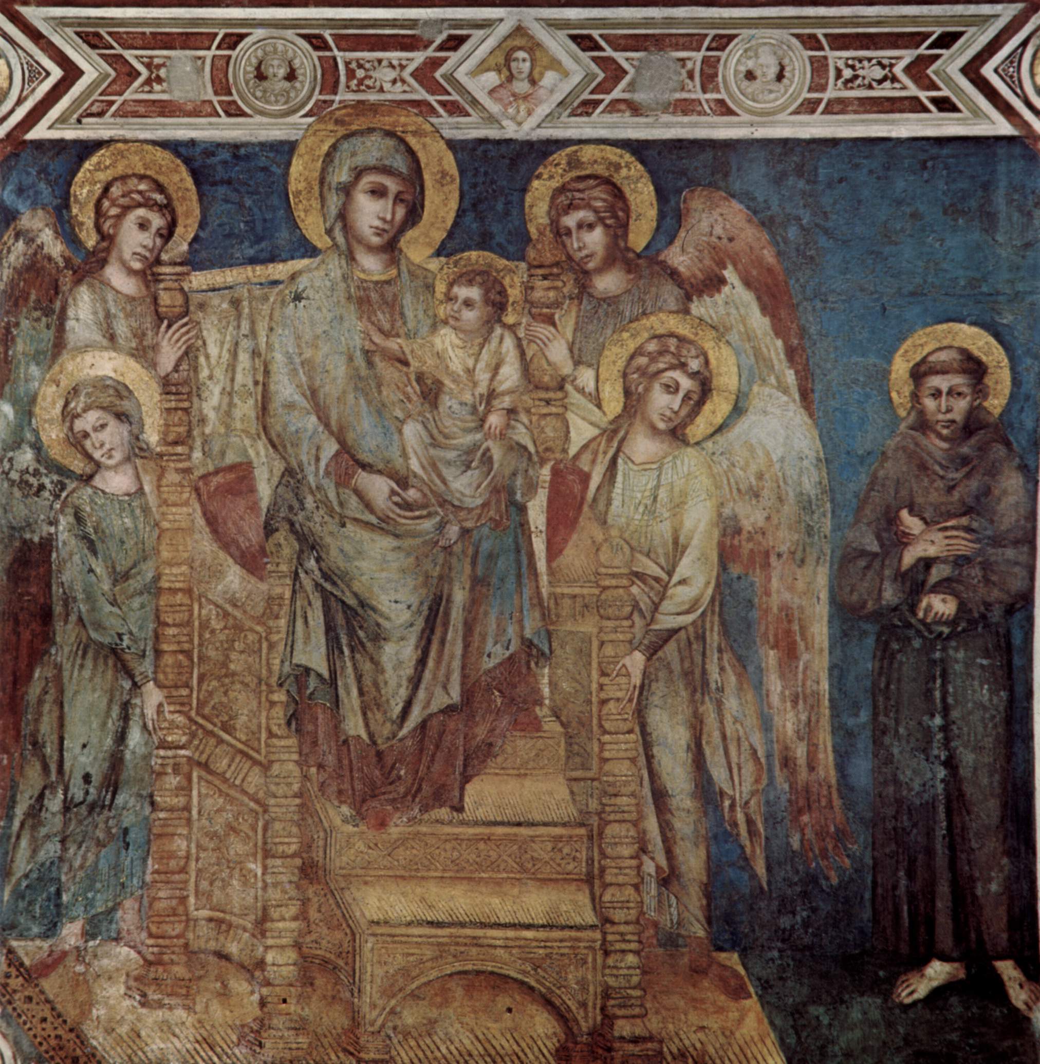 Cimabue, Majesty of Assisi (ca. 1285-1288; fresco, 320 x 340 cm; Assisi, Lower Basilica of St. Francis)