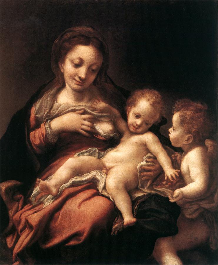 Correggio, Madonna del Latte (1524 circa; olio su tavola, 68,5 x 87 cm; Budapest, SzÃ©pművÃ©szeti MÃºzeum)
