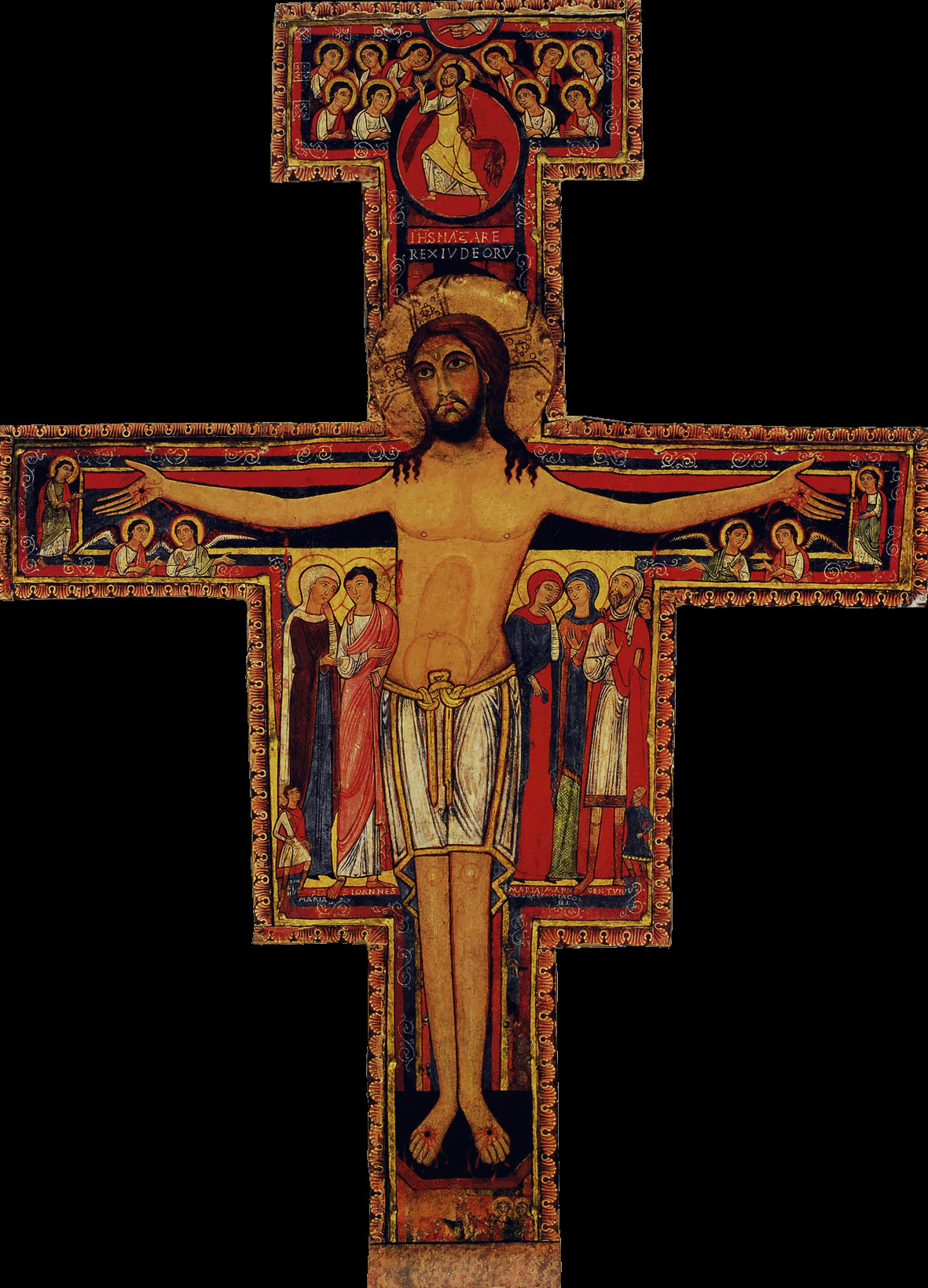 Author unknown, Crucifix of San Damiano (mid-12th century; canvas pasted on wood, 190 x 120 cm; Assisi, Basilica of Santa Chiara)