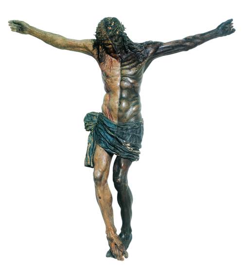 Il Crocifisso di Santa Maria Nuova con lo strato di patina scura per simulare il bronzo. Ph. Credit CTS Srl 
