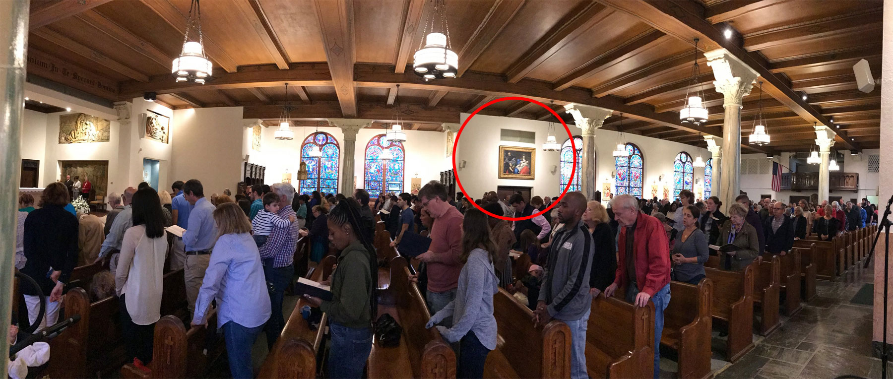 Il dipinto nella chiesa di New Rochelle, in una foto pubblicata sui social della chiesa nel 2018
