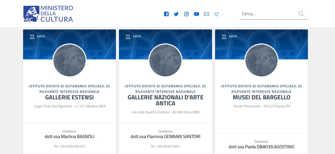 Le direttrici di alcuni musei nel sito del MiC
