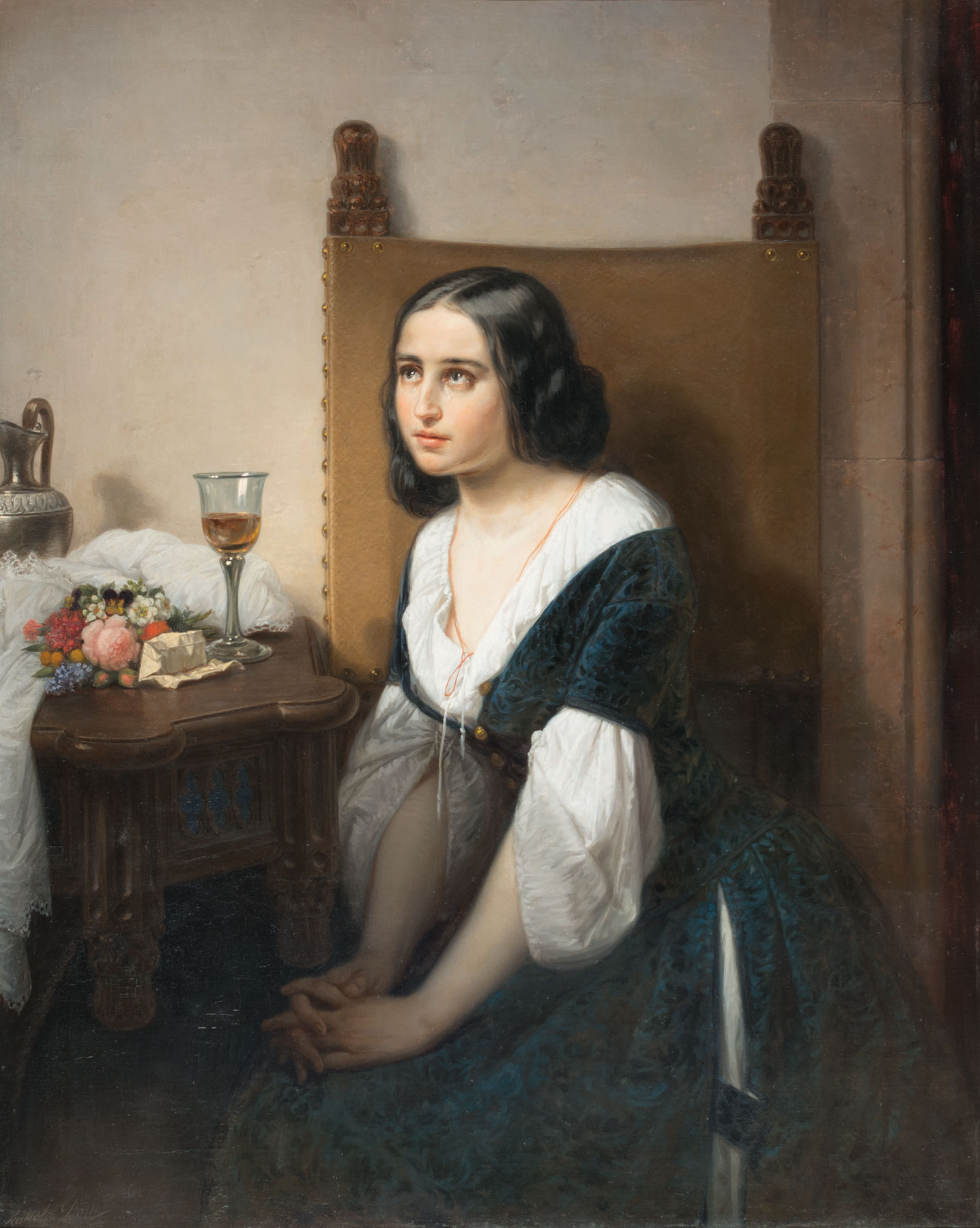 Domenico Scattola, Giulietta nel prendere il sonnifero (1846 circa; olio su tela, 114 × 91,5 cm; Verona, Collezione della Fondazione Cariverona, inv. 6742)
