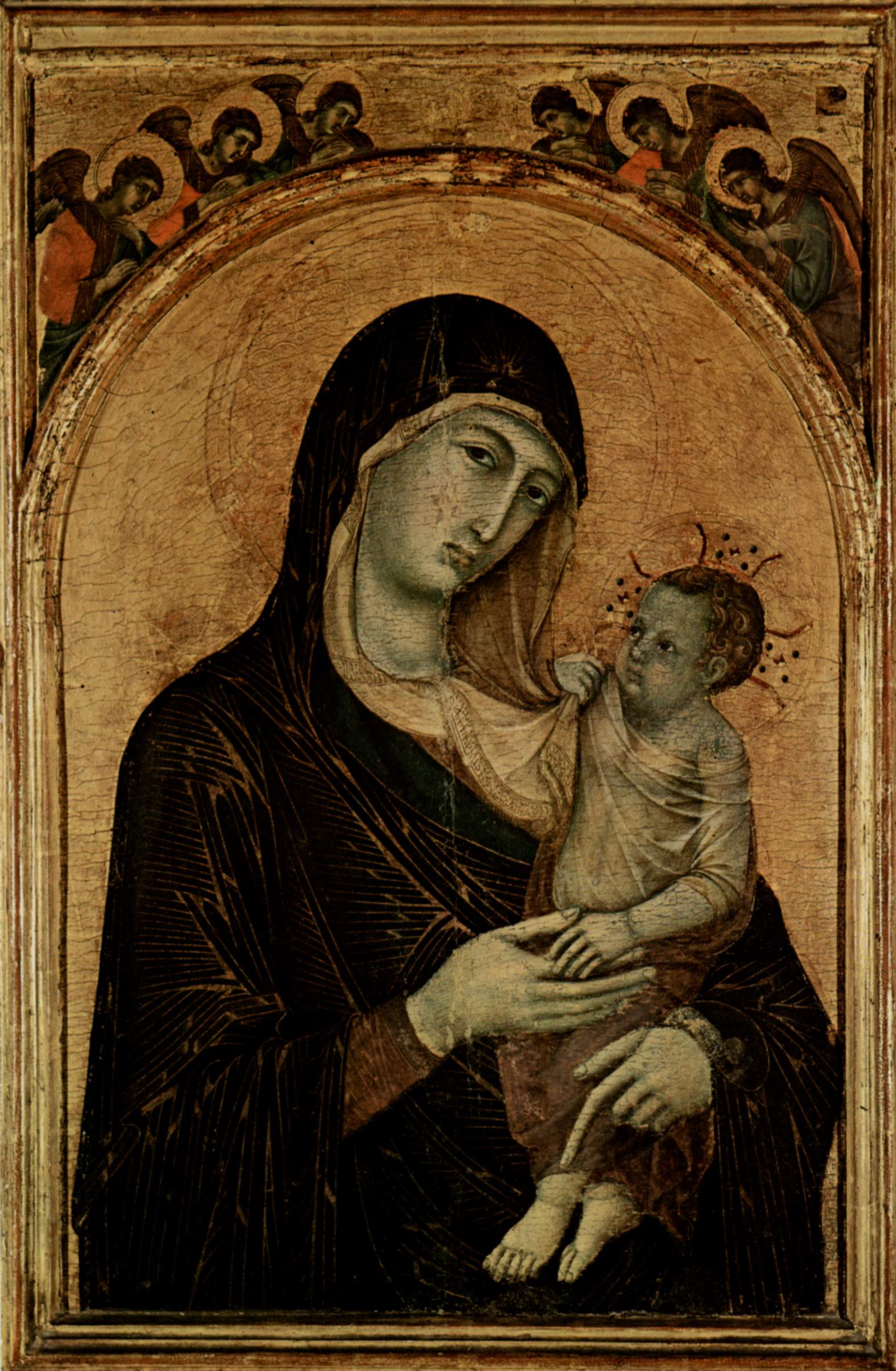 Duccio di Buoninsegna, Madonna col Bambino (1300-1308 circa; tempera e oro su tavola, 97 x 63 cm; Perugia, Galleria Nazionale dell'Umbria)
