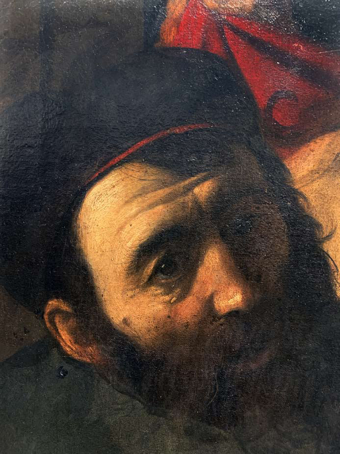 Caravaggio (attr.), Ecce Homo, dettaglio del volto di Pilato

