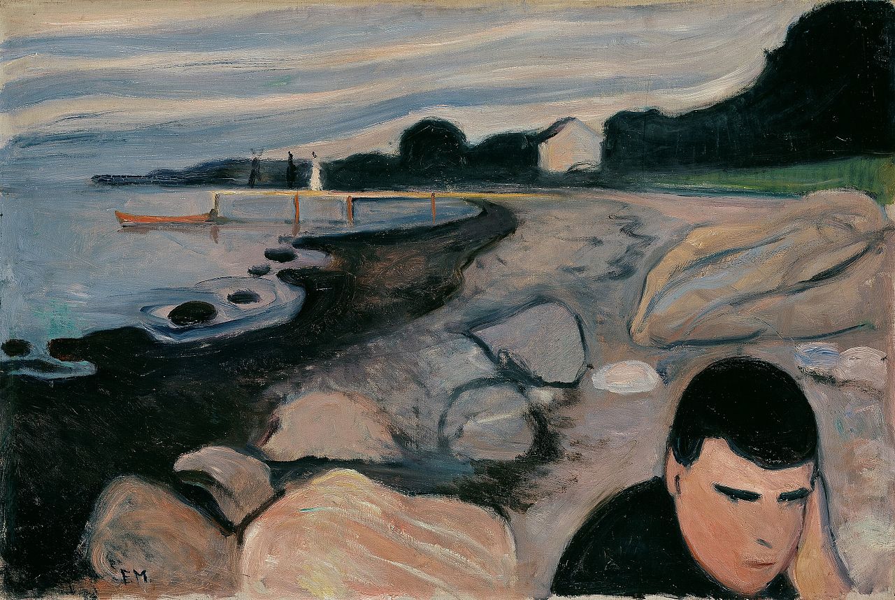 Edvard Munch, Malinconia (1892; olio su tela, 64 x 96 cm; Oslo, Nasjonalmuseet for kunst, arkitektur og design)
