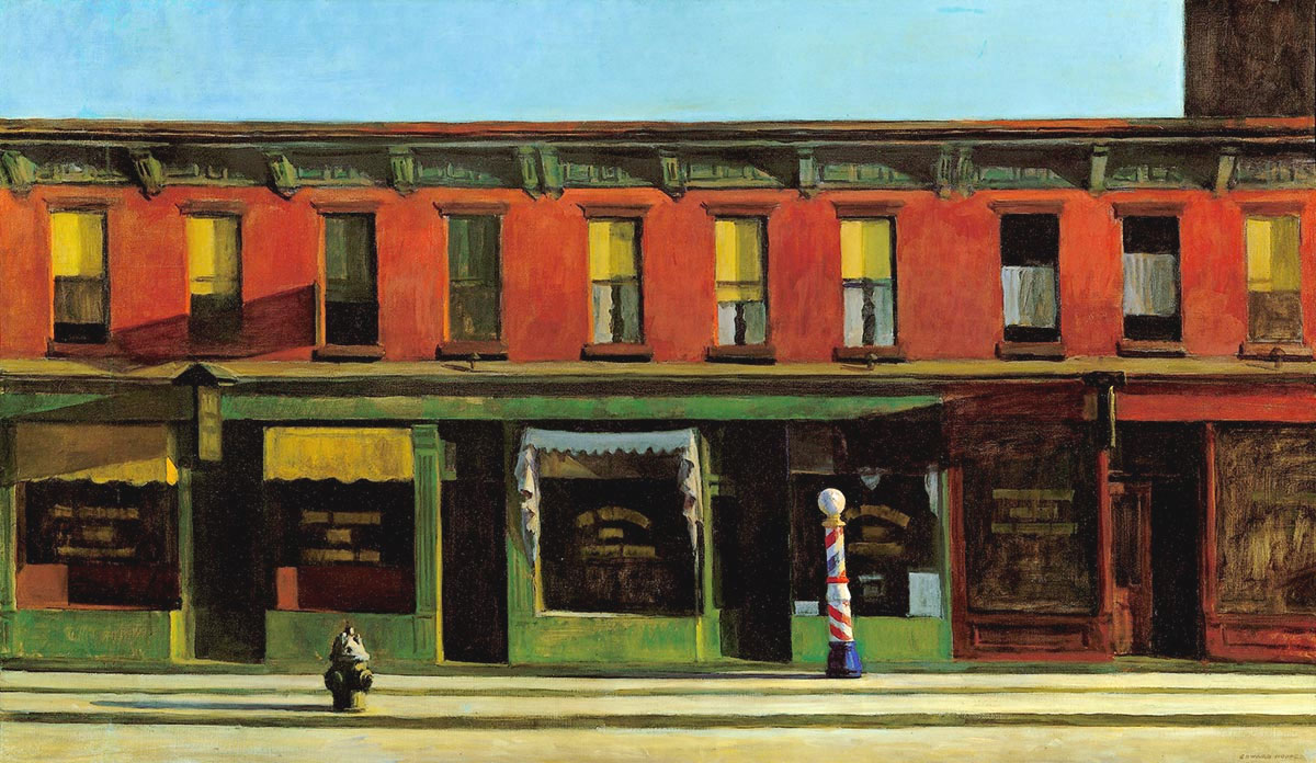 Edward Hopper, Domenica mattina presto (1930; ilio su tela, 89,4 x 153 cm; New York, Whitney Museum of American Art)

