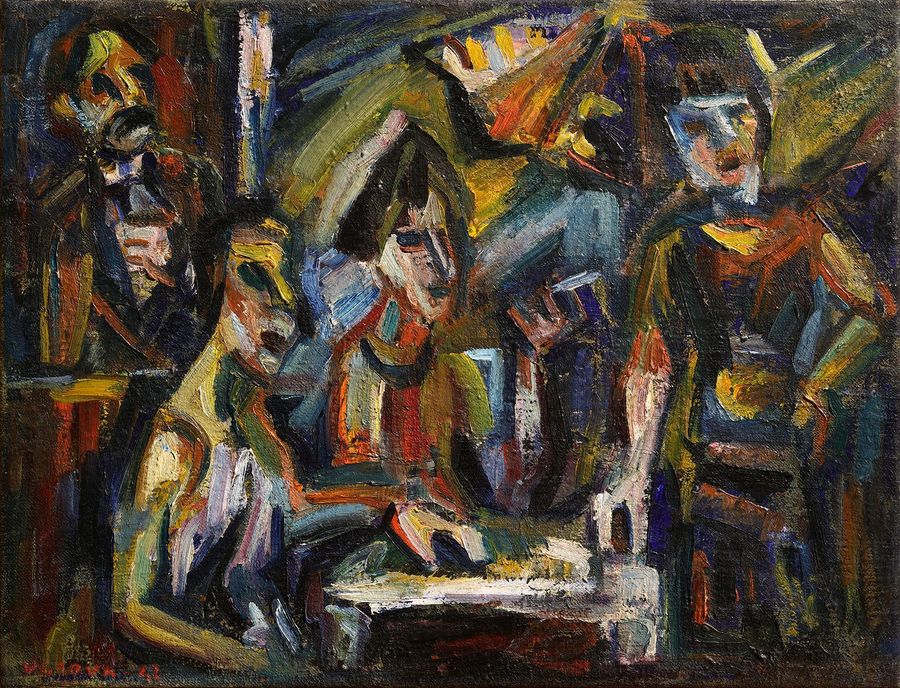 Emilio Vedova, Caffeuccio veneziano (1942; olio su tela, 43,2 x 55 cm; Collezione Giuseppe Iannaccone)
