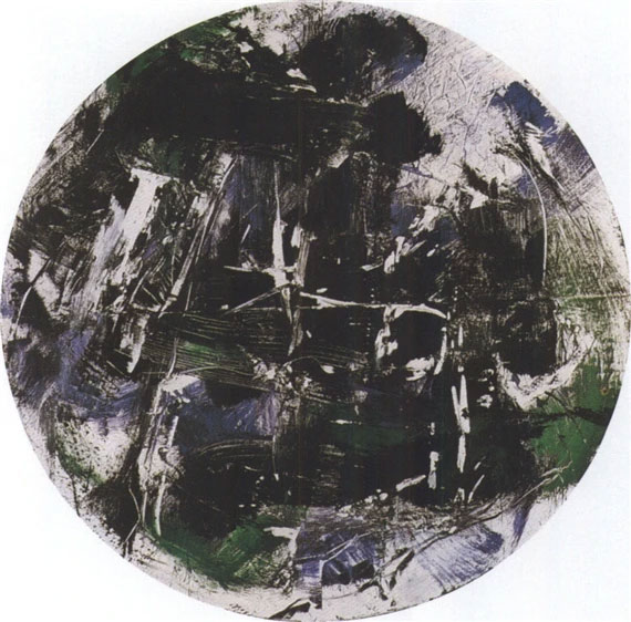 Emilio Vedova, Non dove ’87 II (1987; olio su tavola; Collezione privata)
