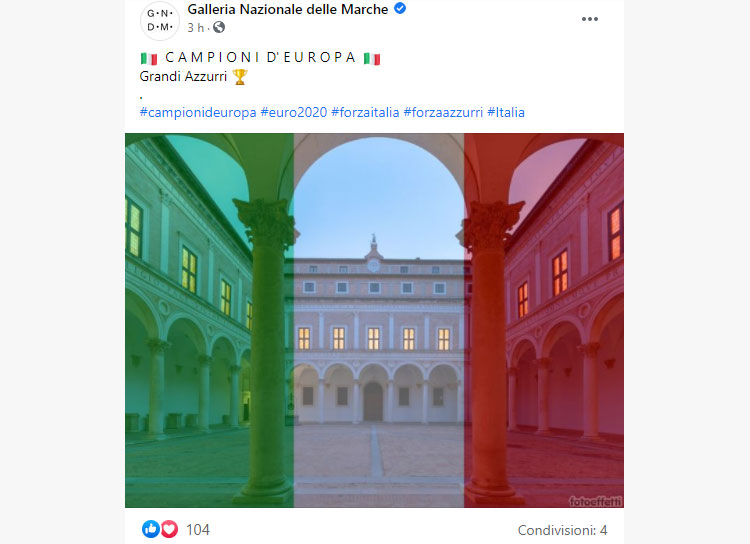 La sede della Galleria Nazionale delle Marche, Palazzo Ducale, si veste del tricolore
