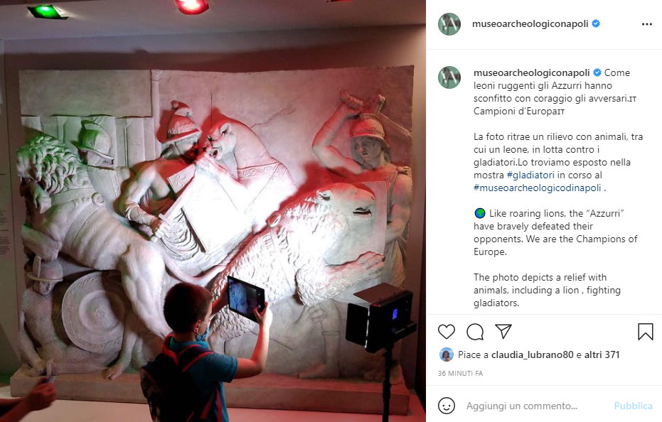 Per il Museo Archeologico Nazionale di Napoli, gli azzurri sono come leoni che si sono battuti con coraggio contro gli avversari
