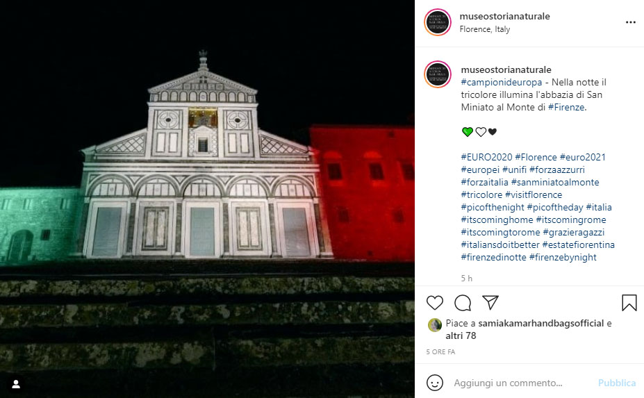 Monumento illuminato anche per il Museo di Storia Naturale di Firenze: la basilica di San Miniato al Monte
