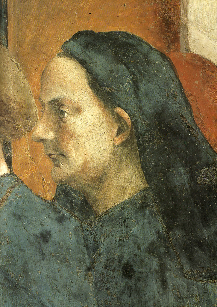 Probabile ritratto di Filippo Brunelleschi eseguito da Masaccio nella cappella Brancacci a Firenze 
