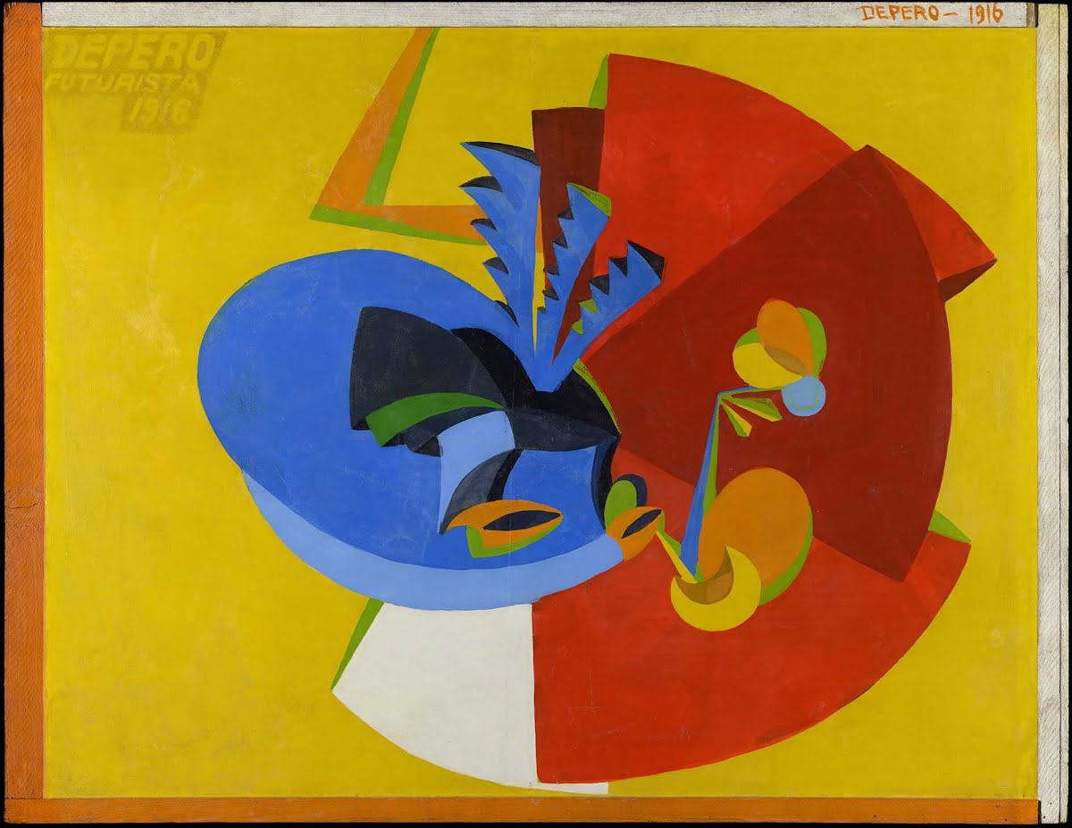 Fortunato Depero, Movimento d’uccello (1916; olio, tempera e smalto su tela, 135 x 100 cm; Rovereto, Mart - Museo d'Arte Moderna e Contemporanea)
