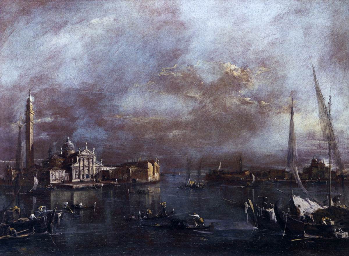Francesco Guardi, Bacino di San Marco con San Giorgio e la Giudecca (1770-1774; olio su tela, 69 x 94 cm; Venezia, Gallerie dell'Accademia)
