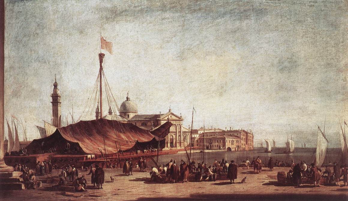 Francesco Guardi, La Piazzetta verso San Giorgio Maggiore (1758; olio su tela, 49 x 83,5 cm; Treviso, Museo Civico)
