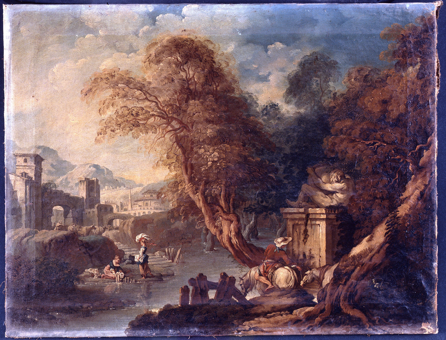 François Boucher, Paesaggio arcadico (olio su tela, 50 x 66 cm; Siena, Museo Civico)

