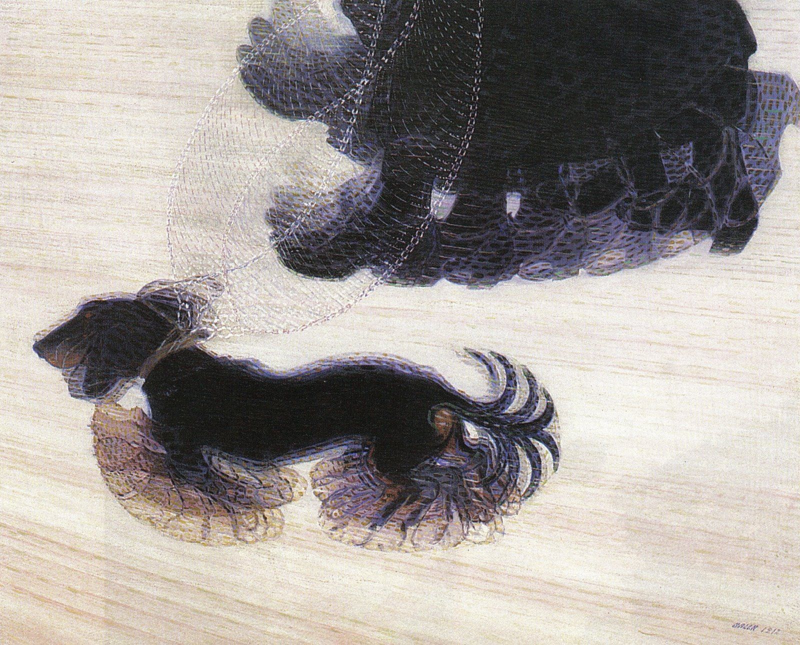 Giacomo Balla, Dinamismo di un cane al guinzaglio (1912; olio su tela, 91 x 110 cm; Buffalo, Albright Gallery)
