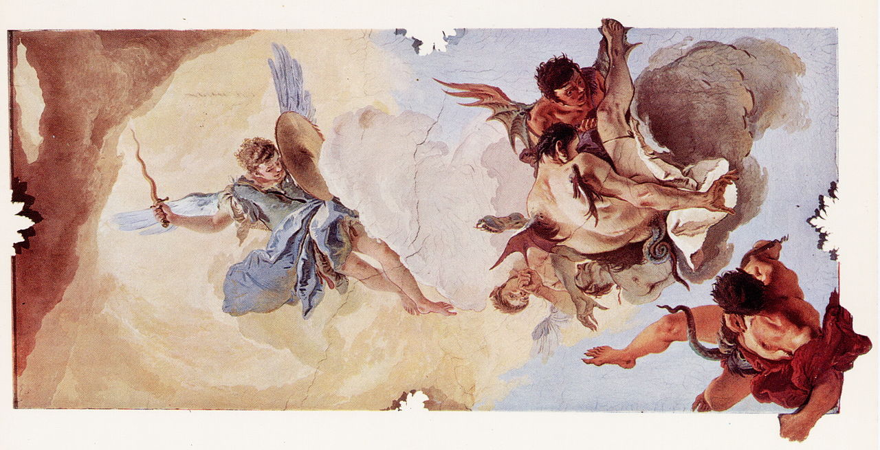 Giambattista Tiepolo, Caduta degli angeli ribelli (1726-1729; affresco, 200 x 250 cm; Udine, Palazzo Patriarcale)
