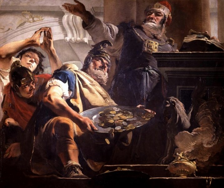 Giambattista Tiepolo, Eliodoro saccheggia il tempio (1724-1726; olio su tela, 195 x 231 cm; Verona, Museo di Castelvecchio)
