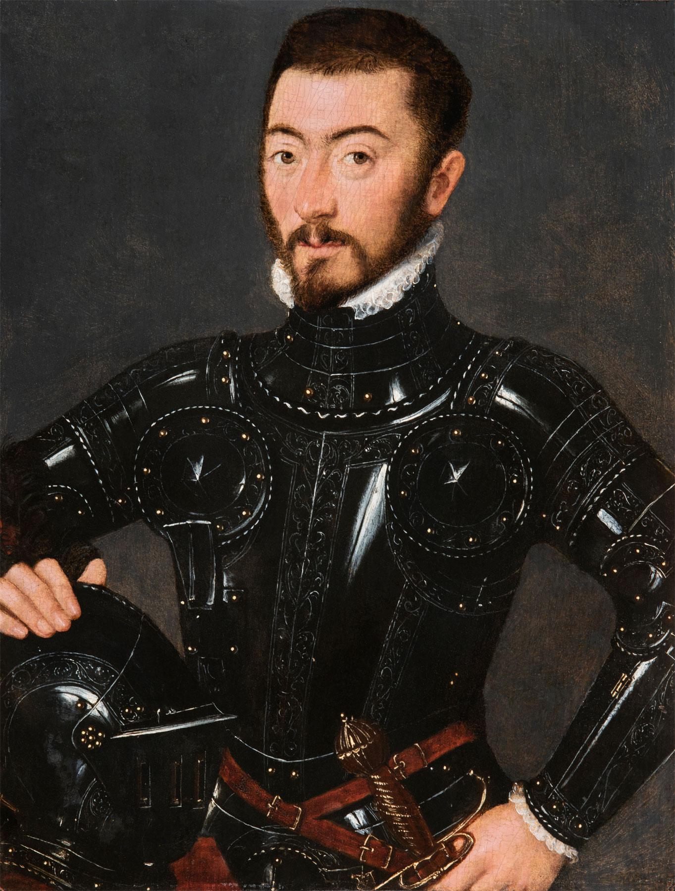Gillis Claeissens (attribuito), Ritratto di uomo in armatura (1560 circa; olio su tavola, 32,5 x 25 cm)
