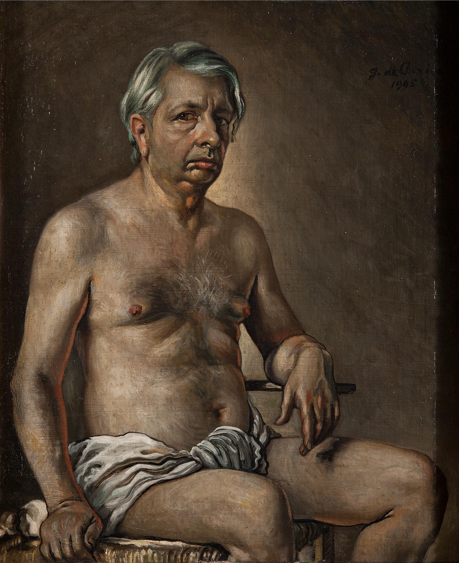 Giorgio de Chirico, Autoritratto nudo (1945; olio su tela, 60,5 x 50 cm; Roma, Galleria Nazionale d'Arte Moderna e Contemporanea)