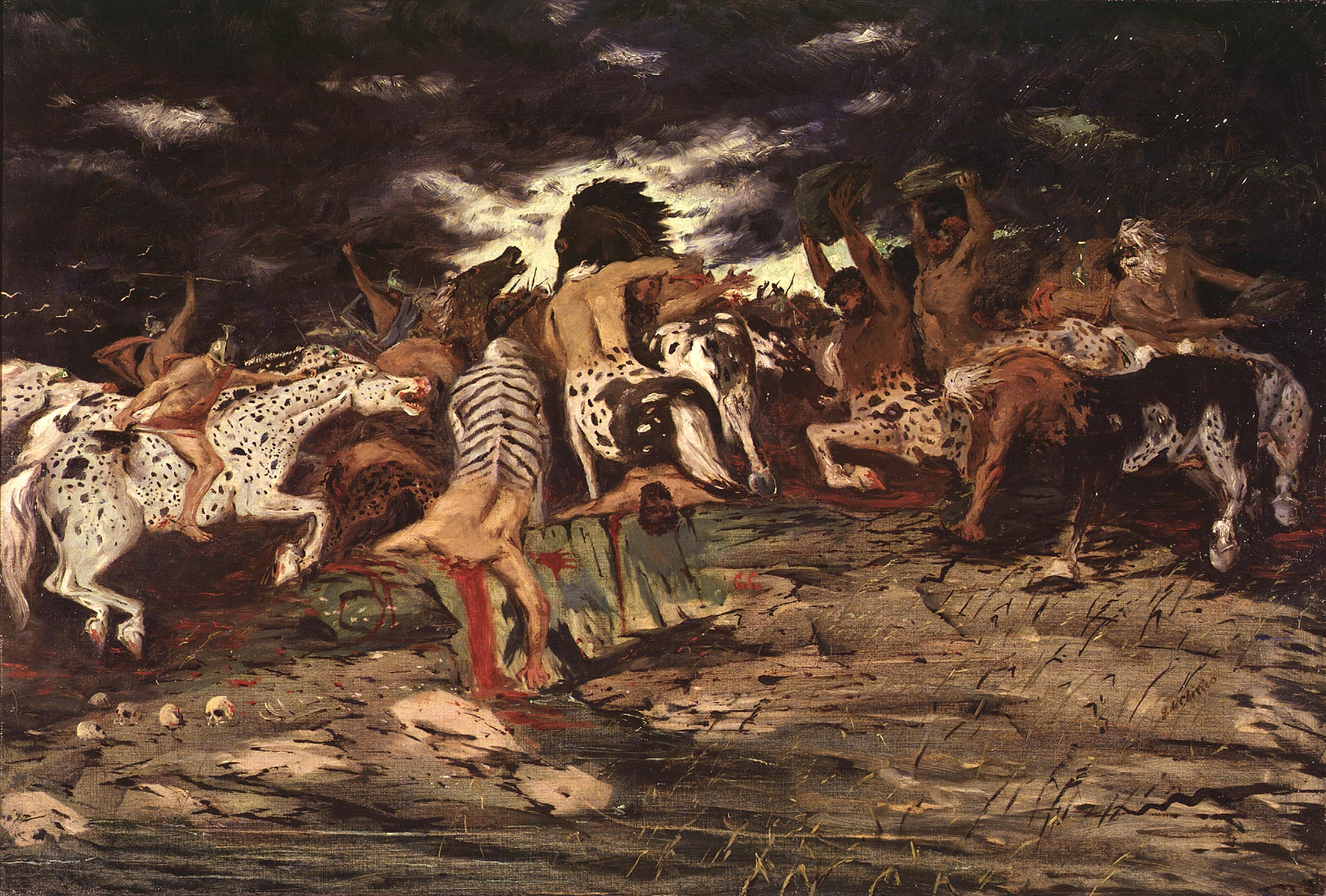 Giorgio de Chirico, Lotta di centauri (1909 circa; olio su tela, 75 x 110 cm; Roma, Galleria Nazionale d'Arte Moderna e Contemporanea)