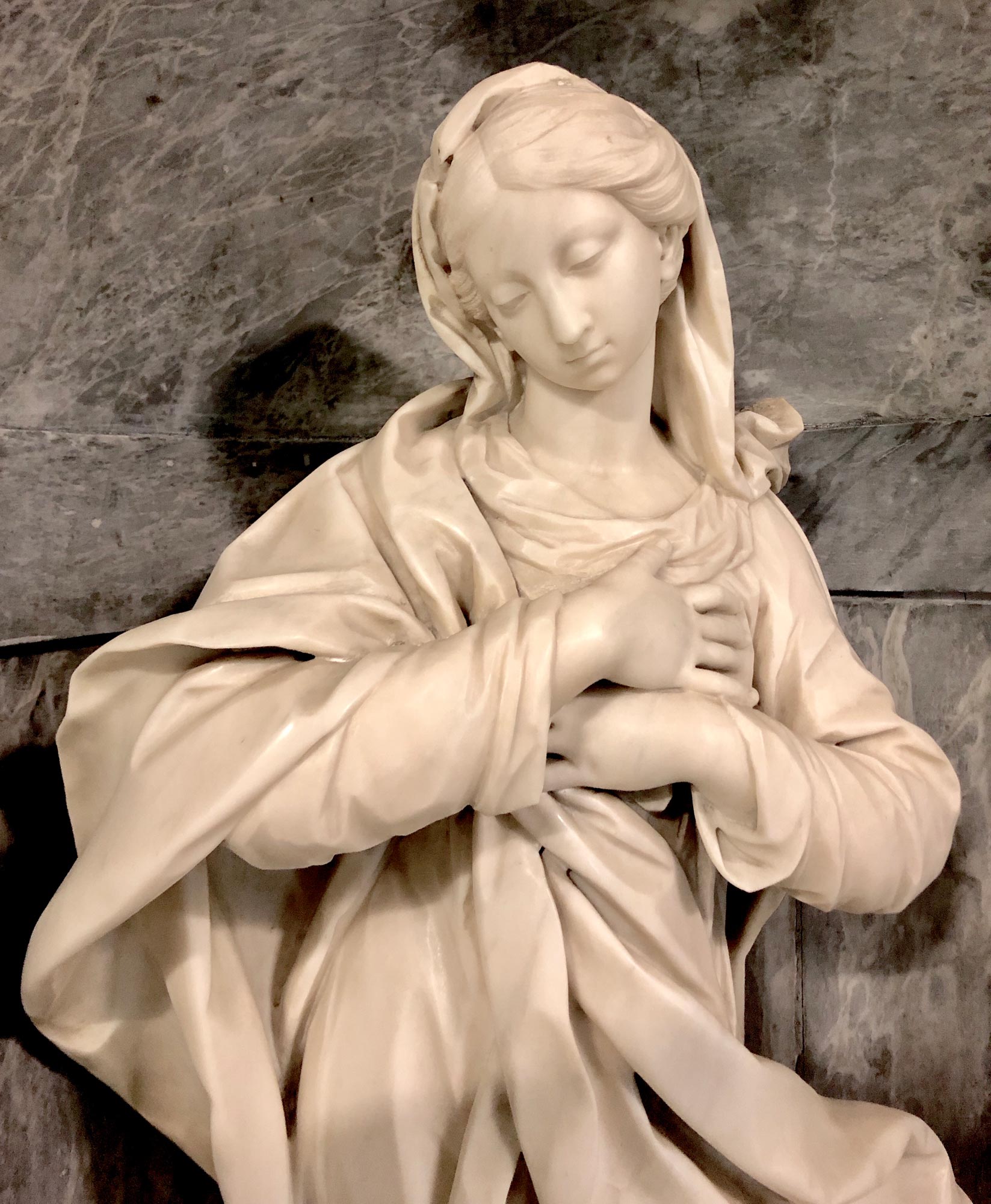 Giovanni Antonio Cybei, Immacolata Concezione (1742; marmo, 123 x 36 x 30cm; Carrara, ex Ospedale Civico)
 Giovanni Antonio Cybei, Immacolata Concezione (1742; marmo, 123 x 36 x 30cm; Carrara, ex Ospedale Civico)