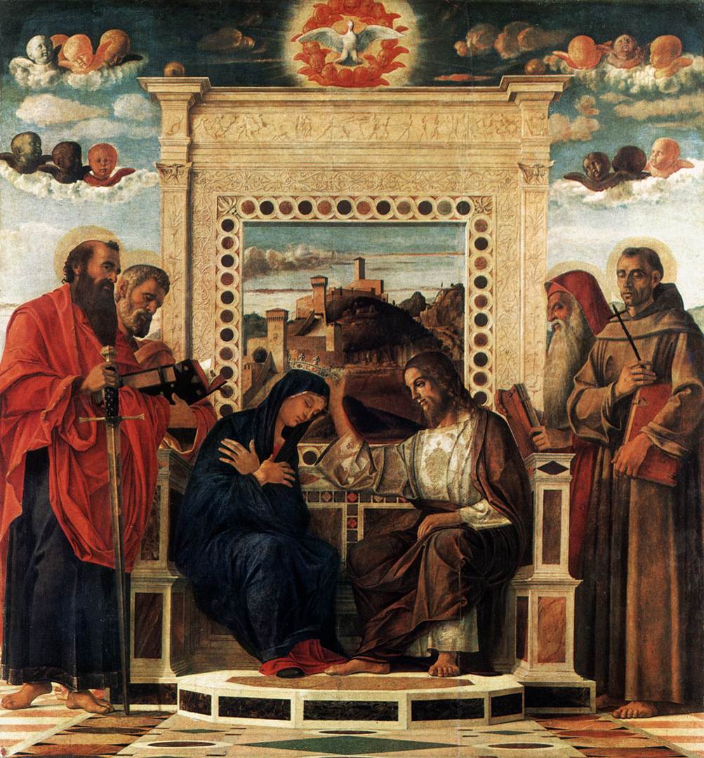 Giovanni Bellini, Pala di Pesaro (1471-1483 circa; olio su tavola, 262 x 240 cm; Pesaro, Musei Civici)
