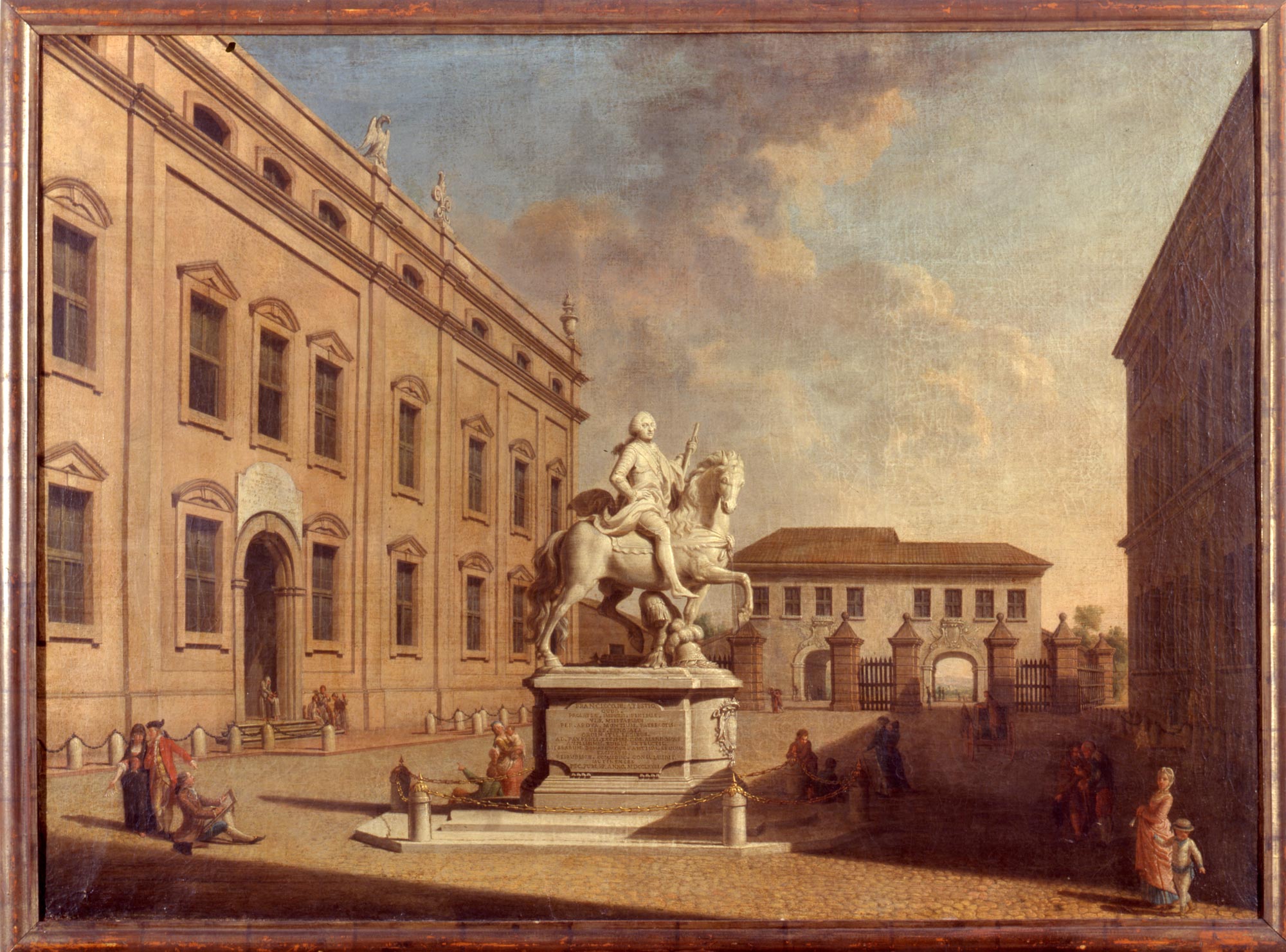 Giovanni Maria Soli, Piazza Sant’Agostino a Modena con il monumento equestre di Francesco III (1780 circa; olio su tela, 73 x 100 cm; Milano, Castello Sforzesco)
 Giovanni Maria Soli, Piazza Sant’Agostino a Modena con il monumento equestre di Francesco III (1780 circa; olio su tela, 73 x 100 cm; Milano, Castello Sforzesco)