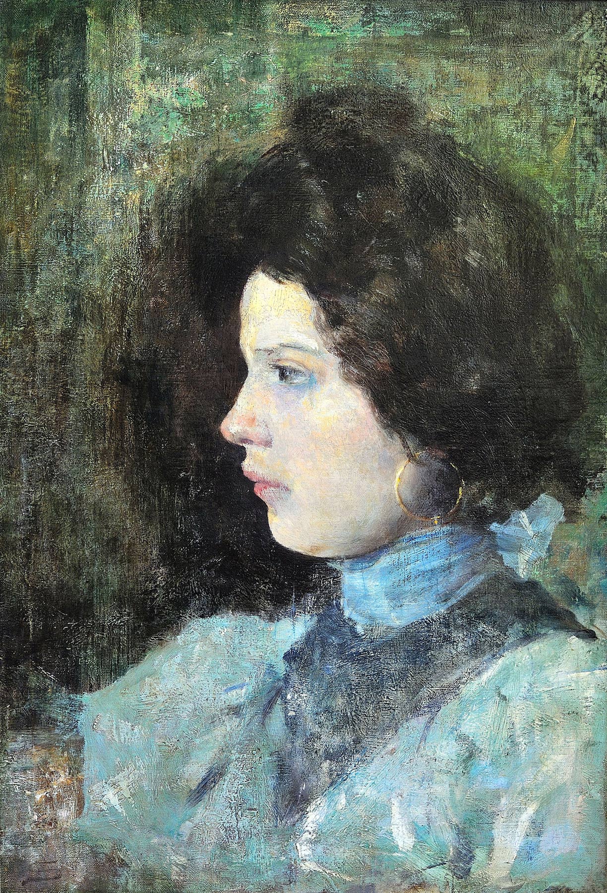 Giovanni Segantini, Ritratto di giovane signora di profilo (1880; olio su tela, 61 x 42 cm; Poschiavo, Fondazione Ernesto Conrad)
