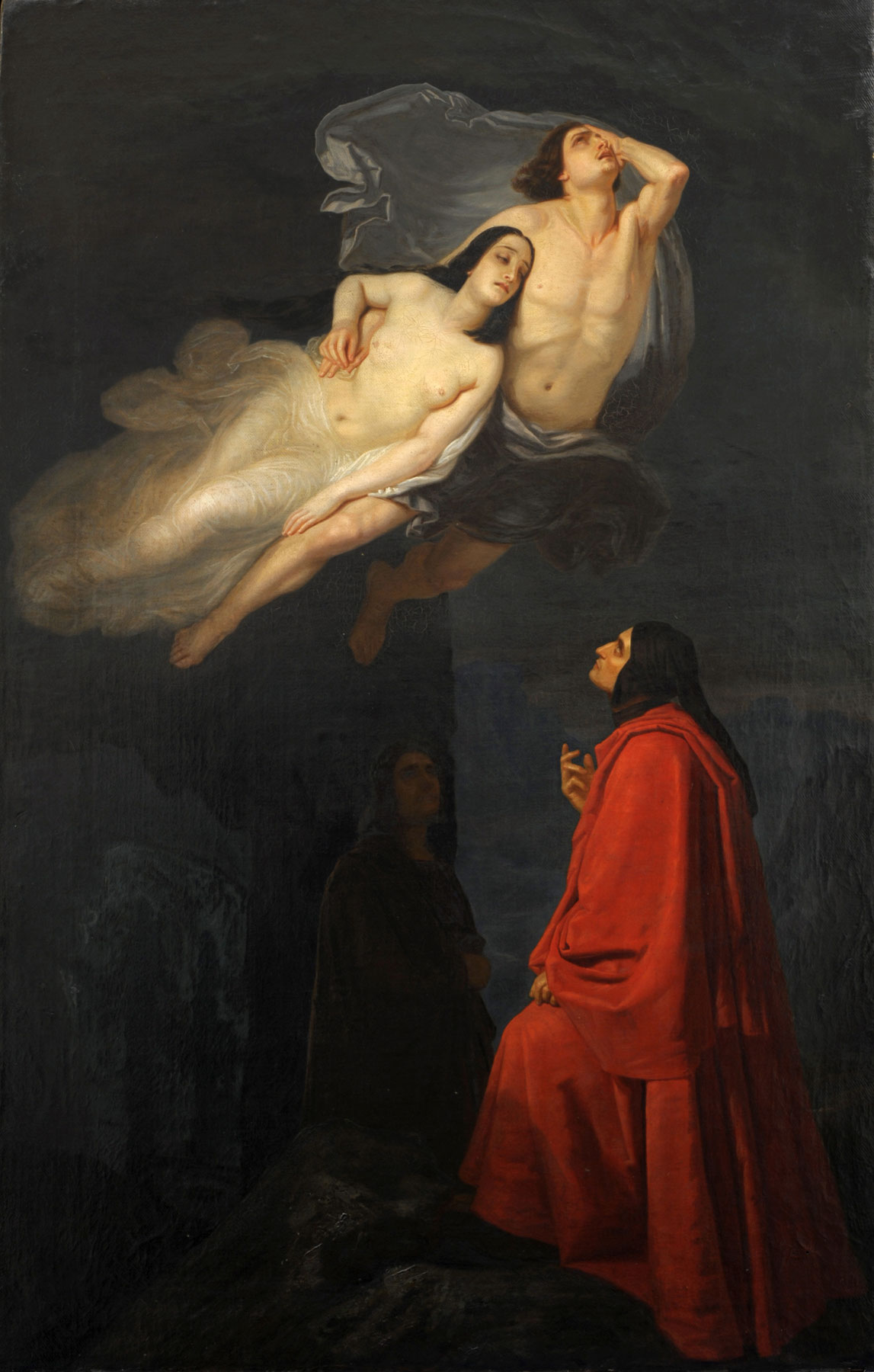 Giuseppe Frascheri, Incontro di Dante con Paolo e Francesca (1850; olio su tela, 123 × 81 cm; Savona, Pinacoteca Civica - Museo d’Arte di Palazzo Gavotti)
